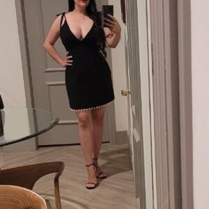 Helsi Women's Black Mini Dress with Pearl Embellishment